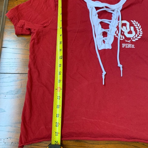 Vs Pink Laceup Tee crop Oklahoma Sooners OU - Picture 5 of 5